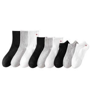 纯棉袜子男秋冬季厚款吸汗防臭中筒袜男士抗菌运动白色长筒袜诸暨